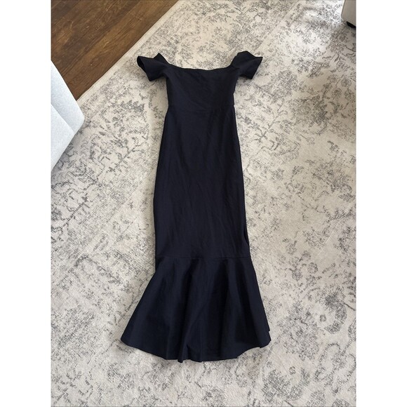 Lulus How Much I Care Midnight Blue Off-the-Shoulder Midi Dress Size XS Wedding - Picture 3 of 7